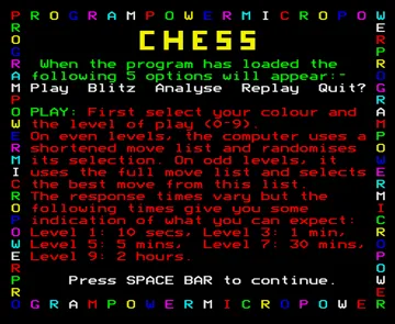 Chess (1984)(Micro Power)[CHESS] screen shot title